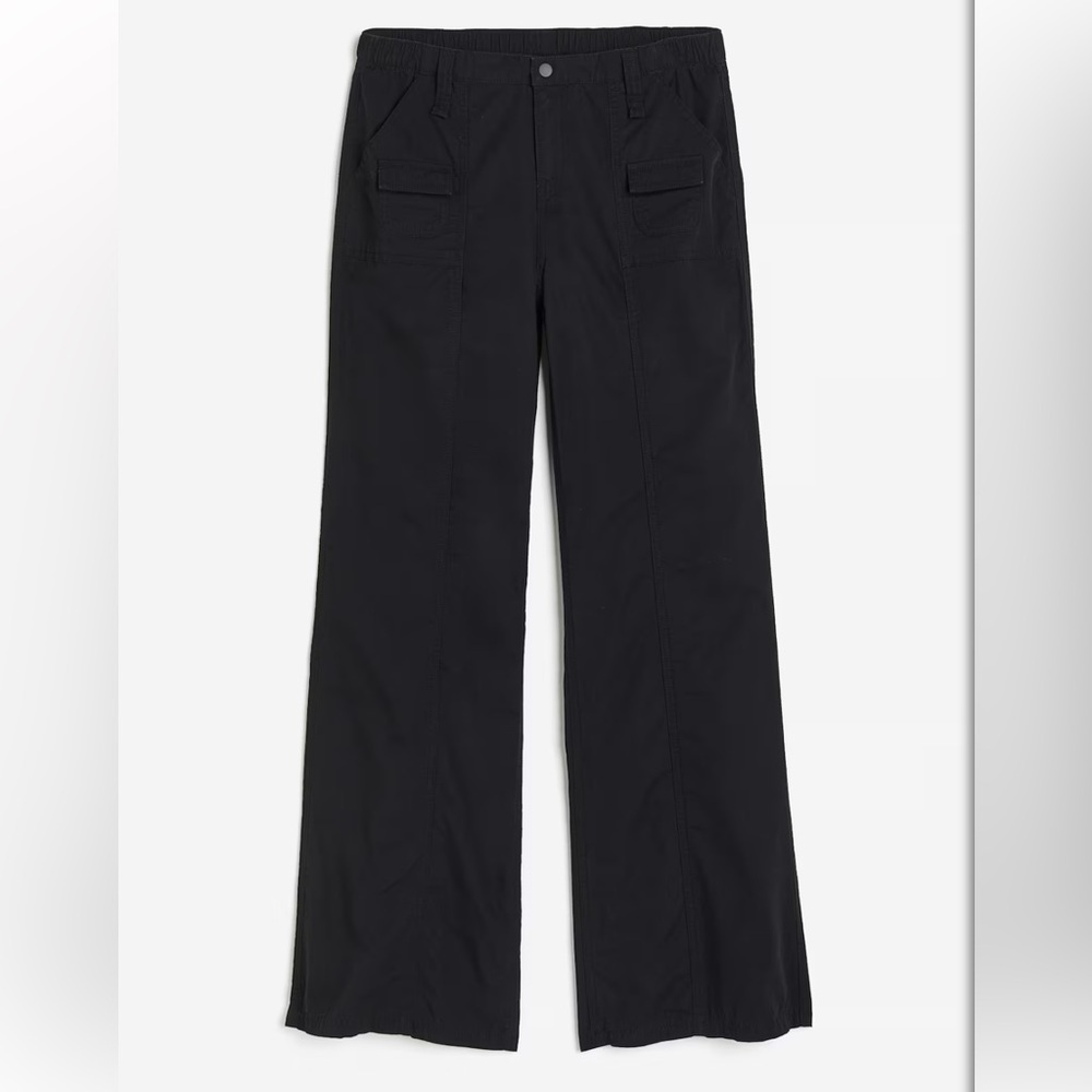 H&M Black Wide Leg Canvas Cargo Pants